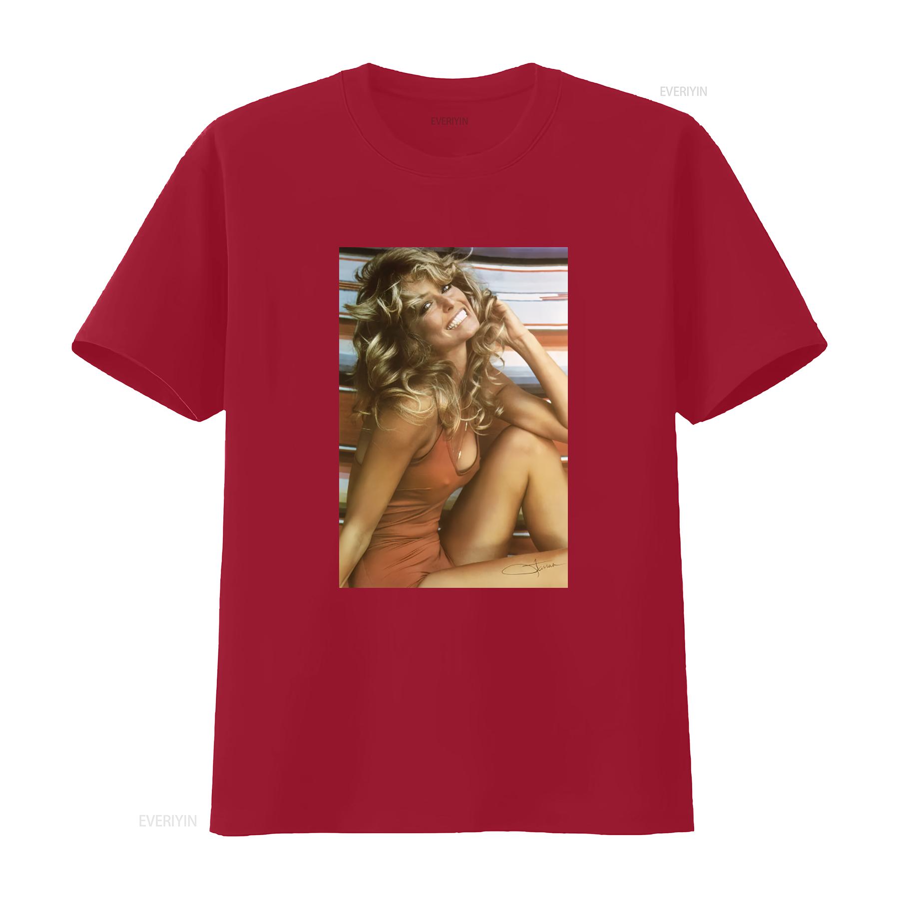 FARRAH FAWCETT Vintage Red Bathing Suit Print T Shirt Retro Style High Quality Fabric Small Size vintage Washed streetwear S