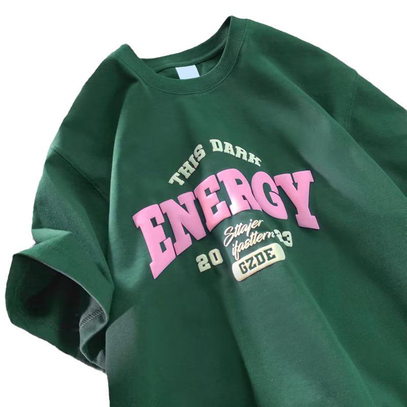 Men's Burgundy Oversized Retro Summer T-Shirt - Short Sleeve, Pure Cotton, Five-Sleeve Trend