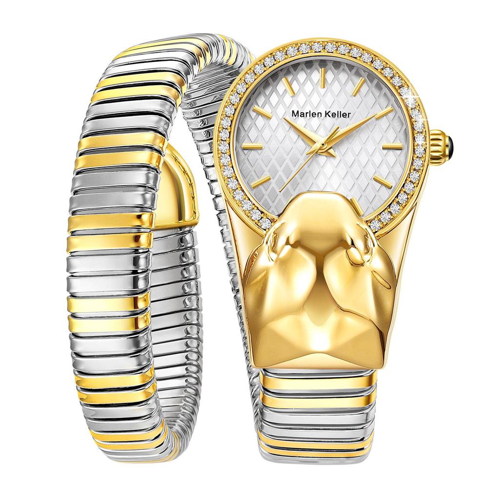 Orologio da Donna Marenkeller 2025 al Quarzo con Design a Serpente, Set di Diamanti e Placcatura IP.