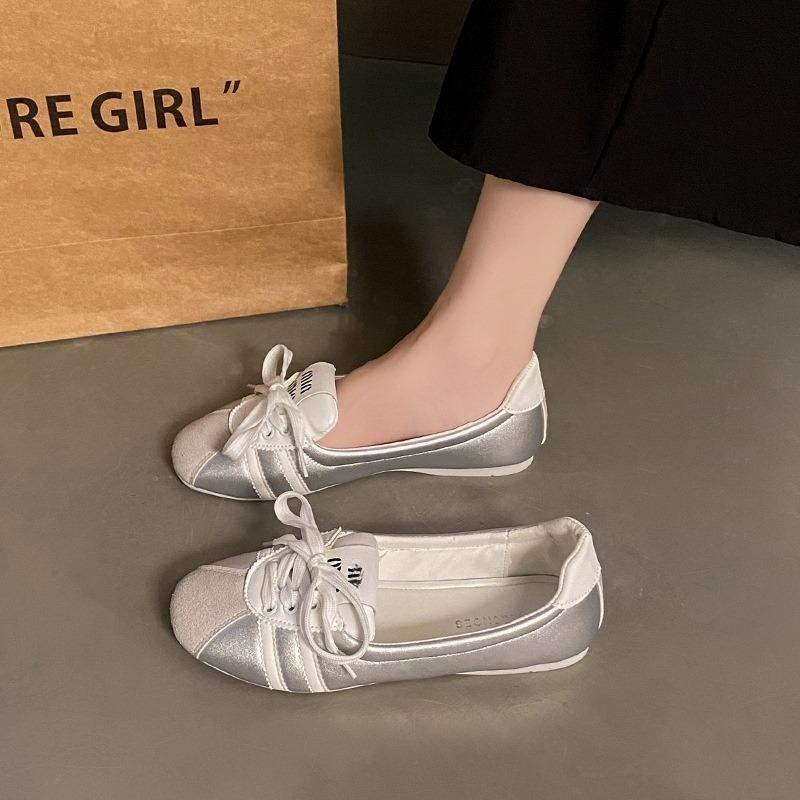 Women's Flats New Fashion Patchwork Breathable Slip-On Casual Sneakers Girls Comfortable Lace-up Ballet Flat Shoes Loafers