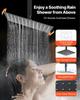 Shower Faucet Set, 254 mm Ceiling Mount Rainfall Shower System with 152 mm Wall Mount Head and 2 in 1 Handheld Spray, Rotatable 3-Function Dual Rain
