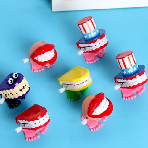 7pcs Wind Up Teeth Toy, Chattering Teeth Dental Care Demonstration Toy, Halloween Decoration, Party Favor for Kids Boys Girls Birthday