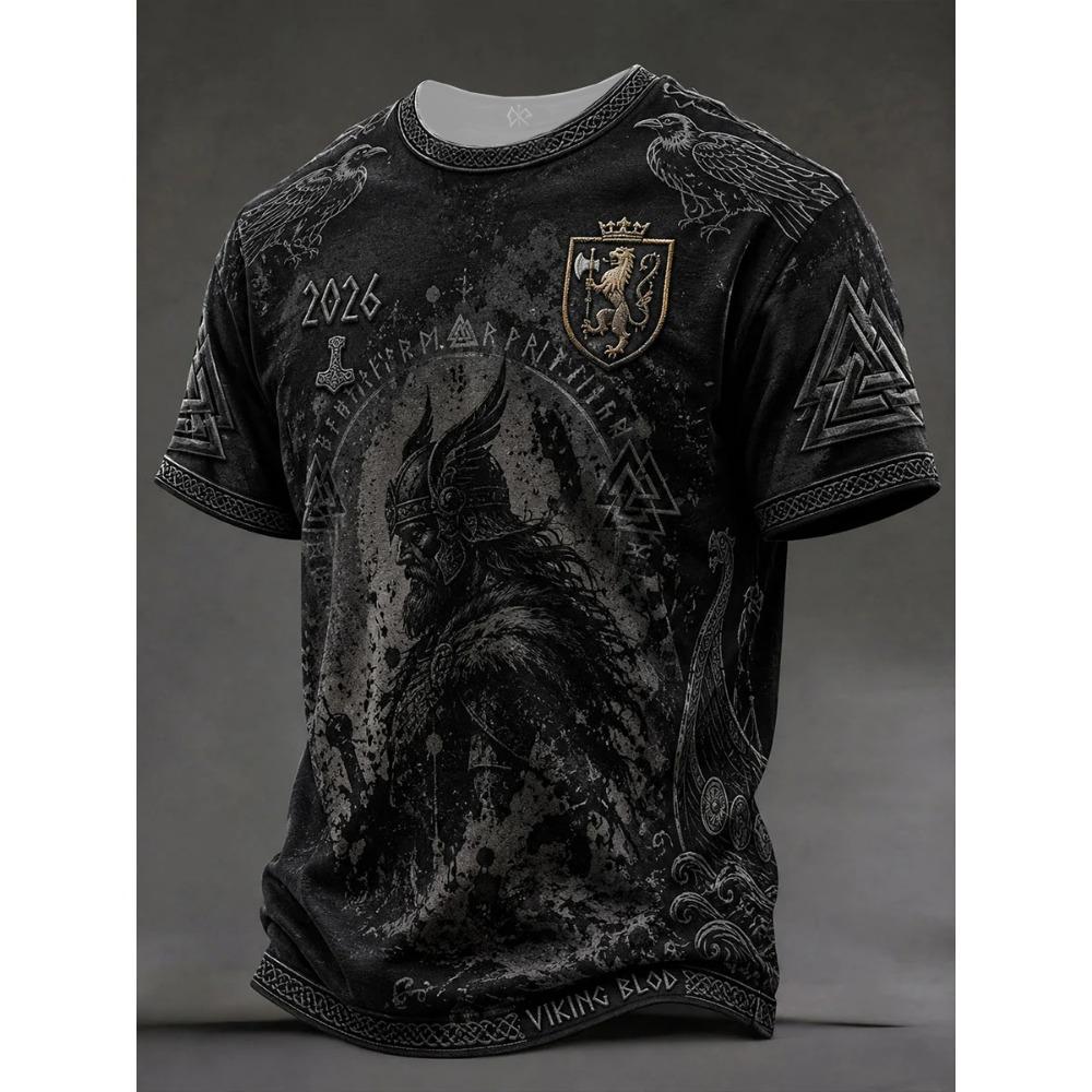Stile Retro Vichingo Nordico 2026 Maglia da Tifoso Norvegese Casual Calcio Manica Corta Traspirante Asciugatura Rapida Alla Moda per uomo