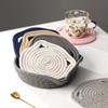 6Pcs Heat Resistant Table Mats with Cute Cats Ear Design for Pot and Bowls Washable Fabric Braided Cotton Cup Coasters