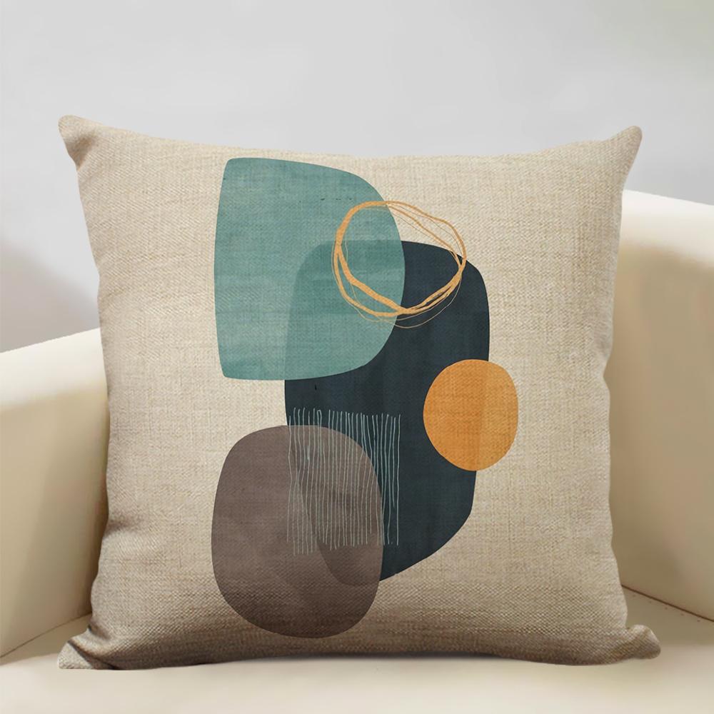 Geometric Abstract Lines Constitute The Perfect Pattern Art Decoration Cushion Cover Bedroom Sofa Office Pillow 45x45cm Linen