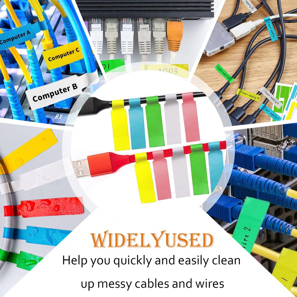 150/240/360 Pcs Cable Labels Tags for Cable Management Colorful Waterproof Cord Labels Tags for Wire Labels Self Adhesive Tear Resistant
