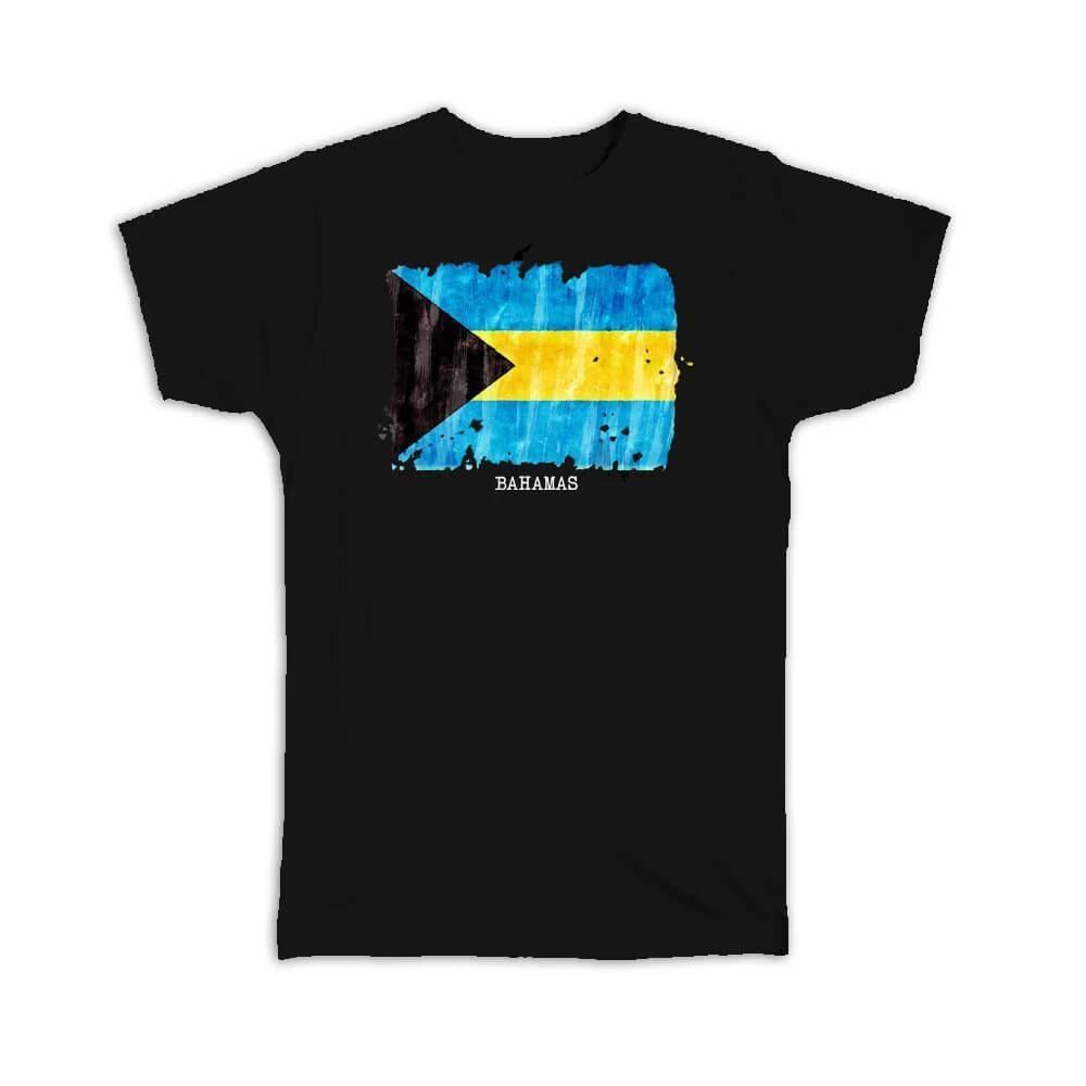 Gift T-Shirt : Bahamas Flag NorthAmerica Travel Expat Country Watercolor XL