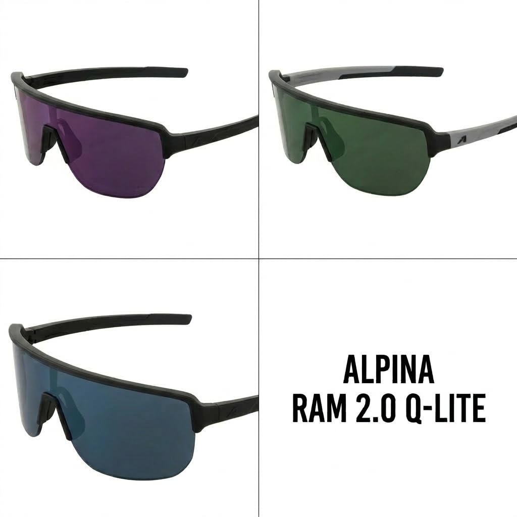 Sports High Contrast for RAM Black Gloss [Alpina] Sunglasses, Mirror, Anti-Fog, Cycling/Running/Outdoor Use, 2.0 Q-LITE