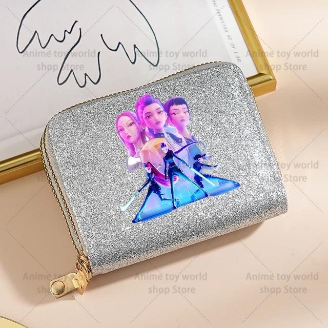 Kpop Dämonenjäger Geldbörse Damen Pailletten Glitzernde Münzbörse Modische Kleine Clutch Kartenhalter für Damen
