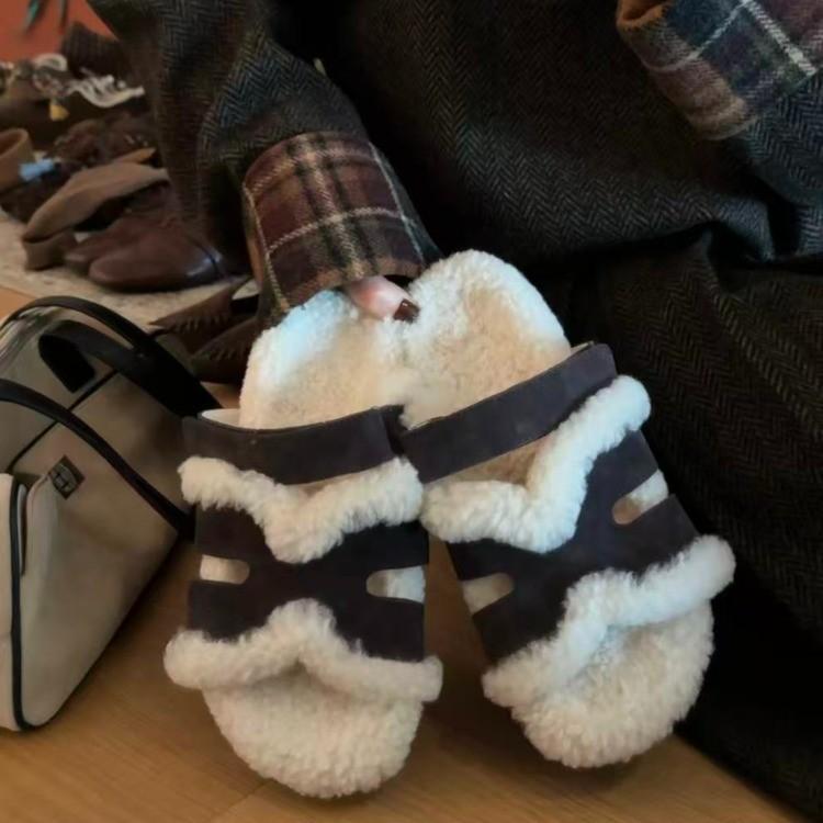 

Взрыв интернет-знаменитости тапочки на педалях женщины 2025 осень и зима новые липучки повседневная одежда тапочки Мао Мао женская одежда 39 какао