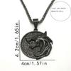 Men Vintage Viking Wolf Pendant Necklace Punk Rock Nordic Stainless Steel Wolf Head Jewelry for Men