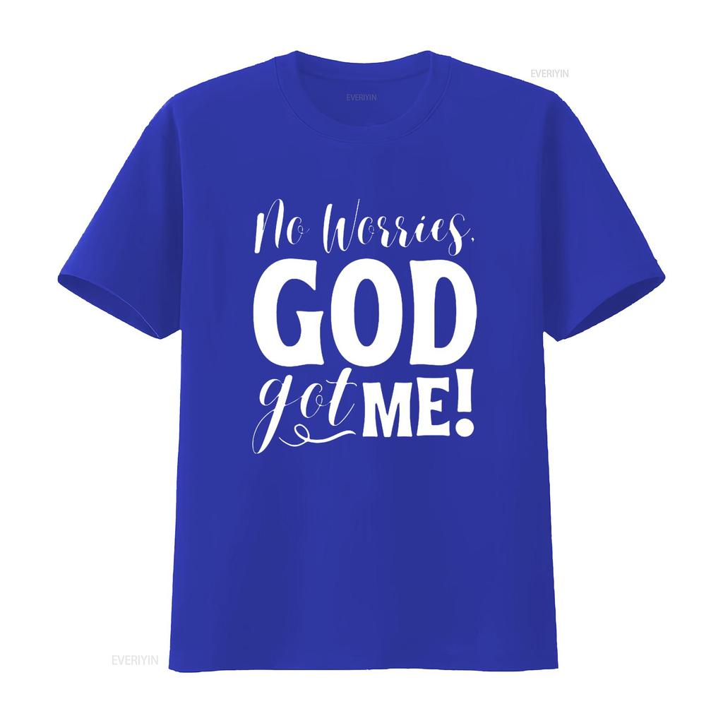 No Worries God Got Me African American Christian Quote T Shirt Vintage Washed Casual Breathable Soft Fashion Stylish Versatile