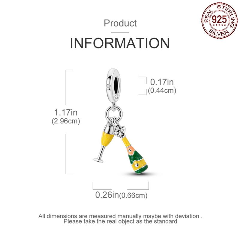 copper Champagne Wine Cup Yellow Pendant Charm Compatible With Authentic Pandora Charm Bead Charms Bracelets Women Do It Yourself Jewellery Gift