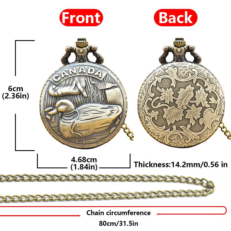 Conchiglia di Bronzo Vintage Anatra Divertente Creativa In Rilievo Studenti Maschi e Femmine Regalo Collana al Quarzo Orologio da Tasca