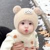 Double Pom Pom Kids Knit Hat Ear Protection Pom Pom Hat Cartoon Baby Winter Hat  for Babies