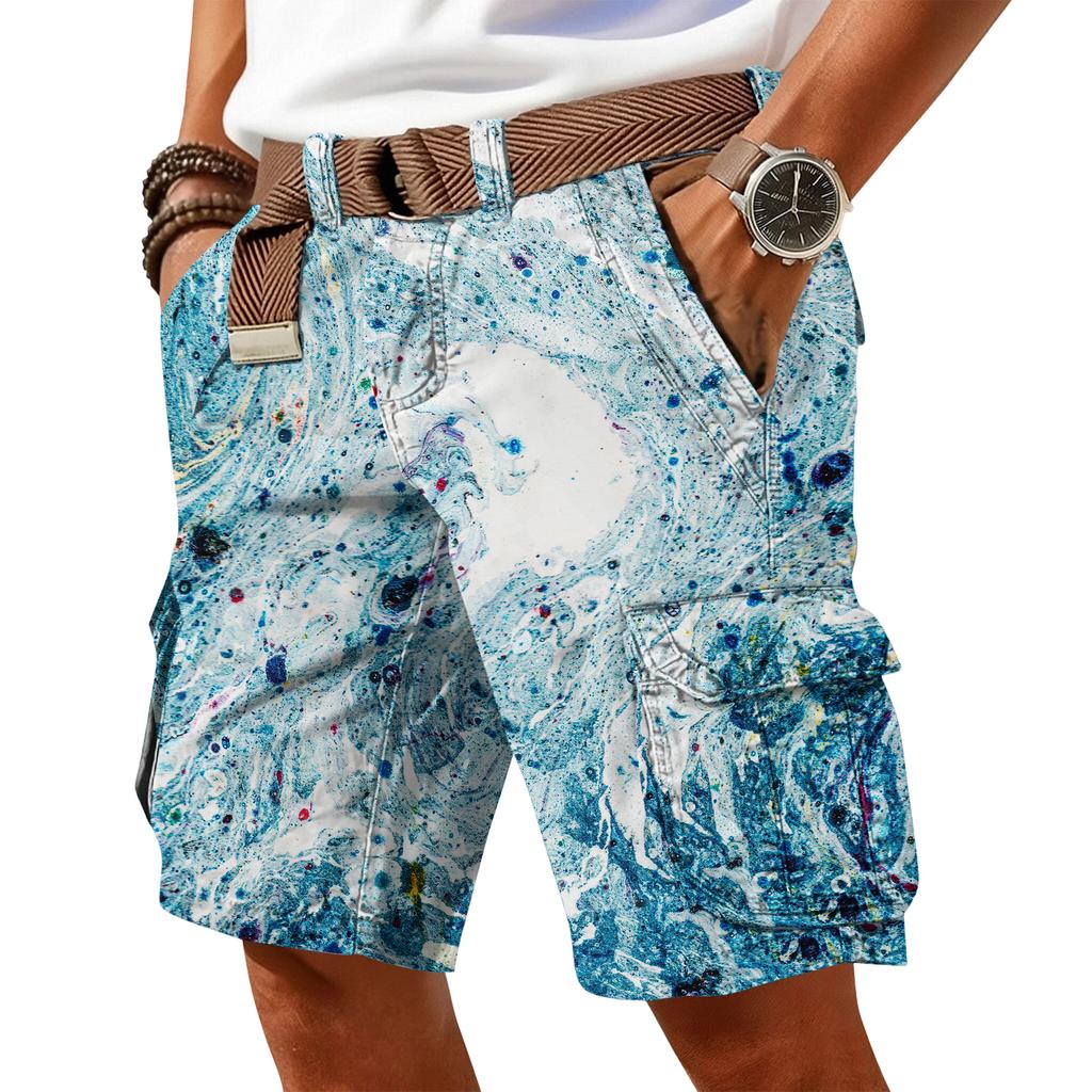 Men's Casual Trendy Colorful Printed Shorts - Men's Multi-pocket Workwear Sports Shorts