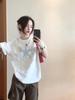 Fat MM Heavy Cotton American White Short-sleeved T-shirt Women's Summer New Loose Large Size Design Niche Top