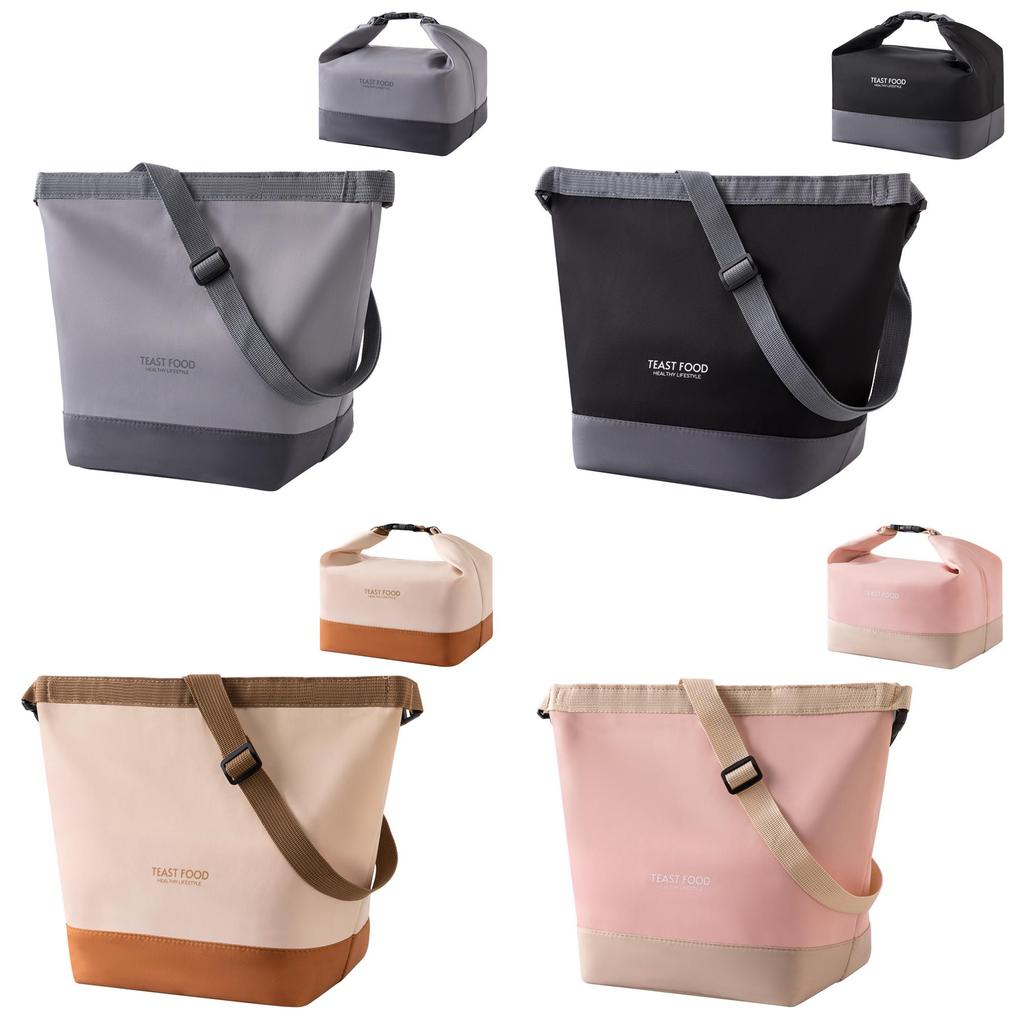 Oxford Cloth Lunch Bag With Shoulder Strap For Travel And Outdoor Picnic Use