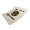 Fan-Shaped PVC Leather Textured Placemat Waterproof Oil-Proof Heat-Resistant Table Mats Chinese Hotel Round Tables Luxury Dining