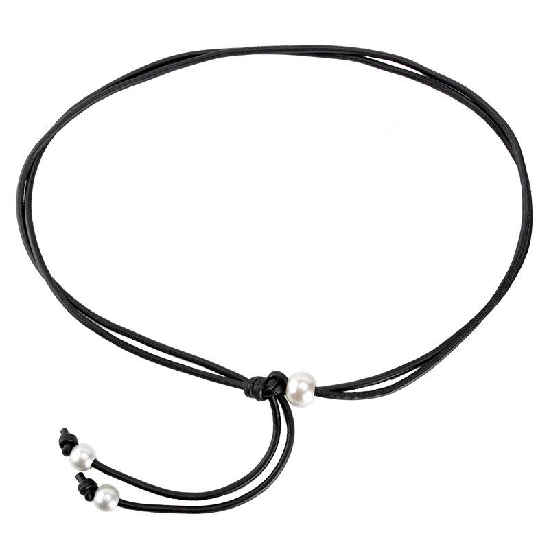 Simple Pearl Pu Rope Belt Women'S Decorative Sweater Dress Knotted Body Waist Chain Women