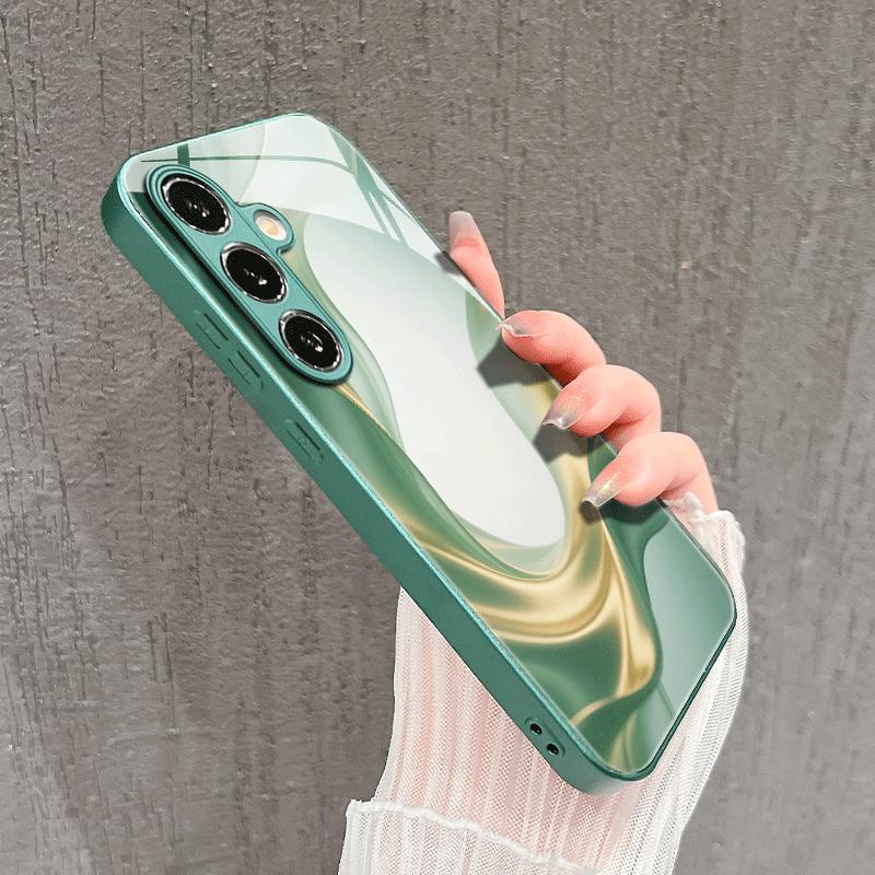 Minimalist Green Textured Pattern Glass Phone Case Suitable for Galaxy S26 S25 S24 S23 Ultra S22 Ultra S20 Ultra 56 A72 A73