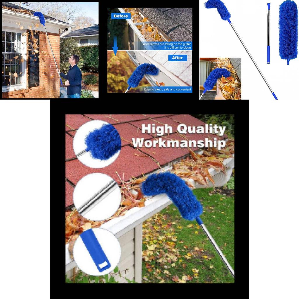Gutter Cleaning Brush With Telescopic Extendable Pole For Home Maintenance And Dust Removal