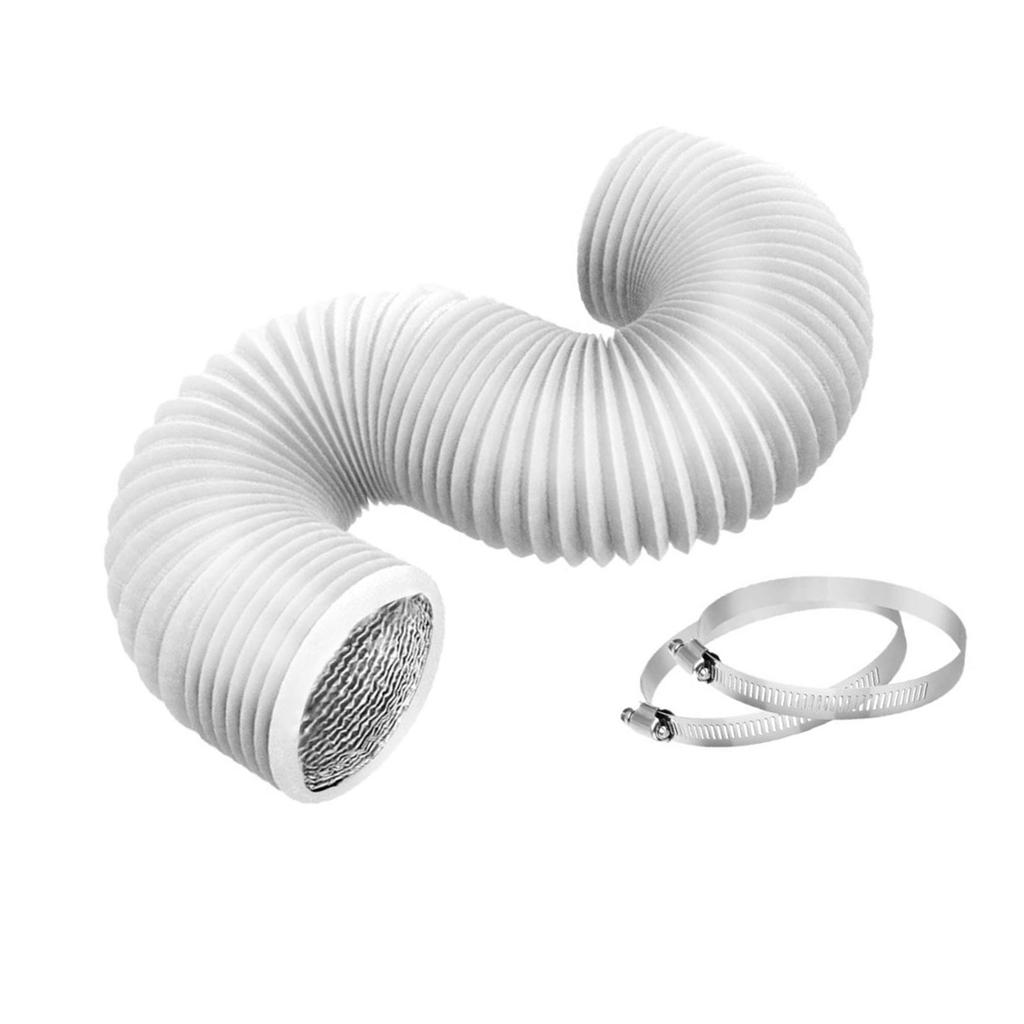 Tubo Flessibile Regolabile in PVC Robusto per Condotto d'Aria di Essiccatore con 2 Fascette a Vite per Ventilazione HVAC