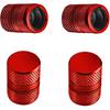 Tire Valve Stem Caps - 4 Pack Anti-Corrosion Premium Anodized Alloy Tyre Air Valve Caps Universal for Car SUV Bike Red