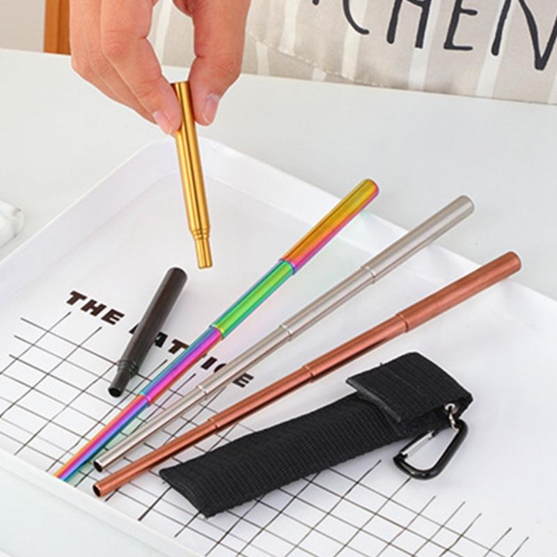 4 Stage Adjustable Length Extendable Straw Brush Stainless Steel Body Easy Storage Design Cleaning Tool For Kitchen