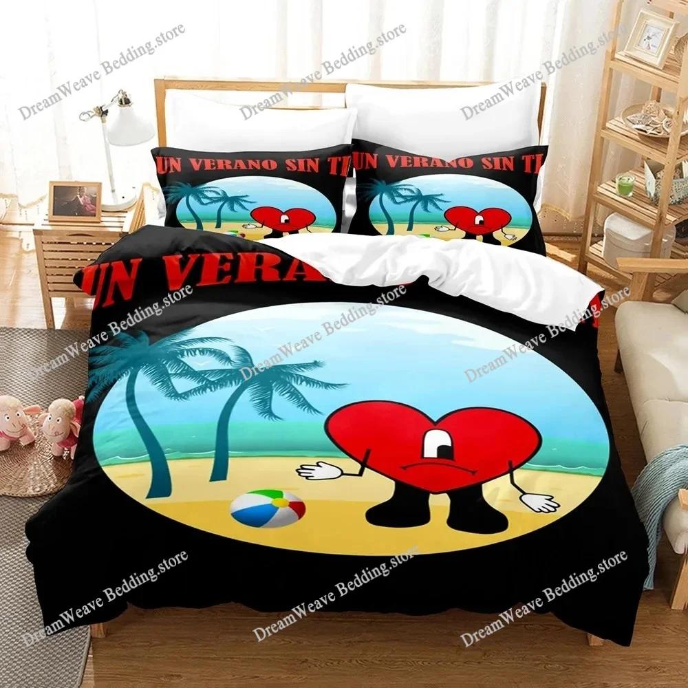 3D Print Popular Bad Bunny Bedding Set Un Verano Sin Ti Duvet Cover Comforter Bed Sets Gifts USA Size Twin Full Queen King