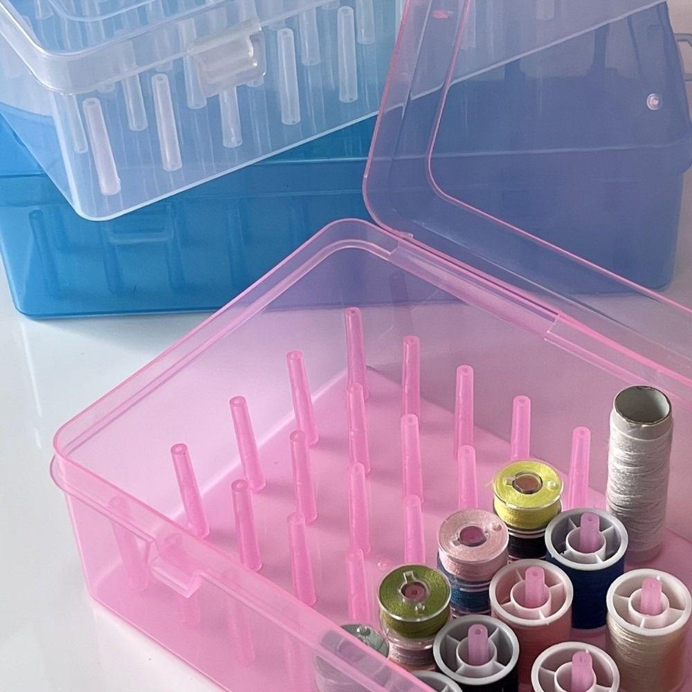 Plastic Needle and Thread Box Transparent Sewing Thread Box Bobbins Container  Sewing Tools