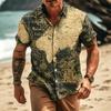 Music Note Print Short-Sleeve Shirt, Stylish Metallic Casual Men's Shirt