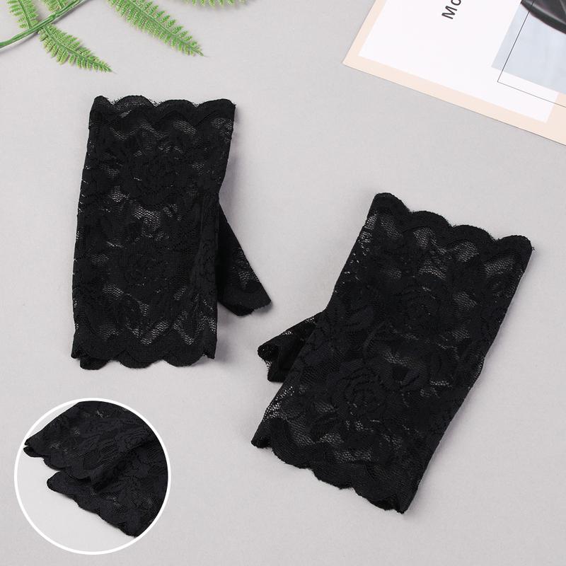 

Летние женские солнцезащитные перчатки, сексуальные женские вечерние нарядные кружевные перчатки без пальцев чёрный