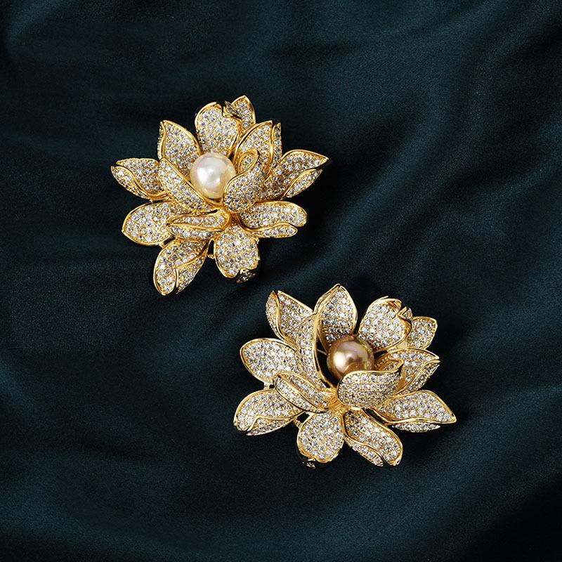 "Shengshi Lotus Brosch, Exklusiv Lyxig Brosch för Kvinnor, Trendig Blomnål.