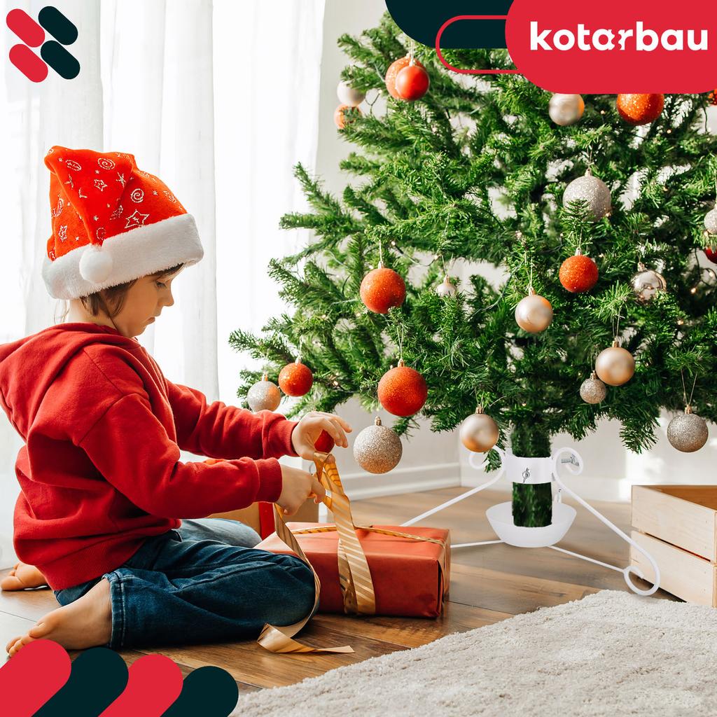 KOTARBAU® Metal Christmas Tree Stand with Water Container, Wrapped, Decorative, White, 52 x 23 cm