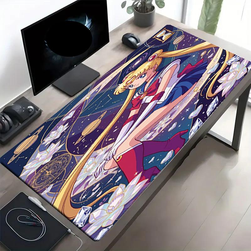 Sailor Moon Print Mouse Pad, Anti‑Slip Desktop Keyboard Mat, for PC Laptop Gaming Working Daily Use, Cool Festival Surprise Gift
