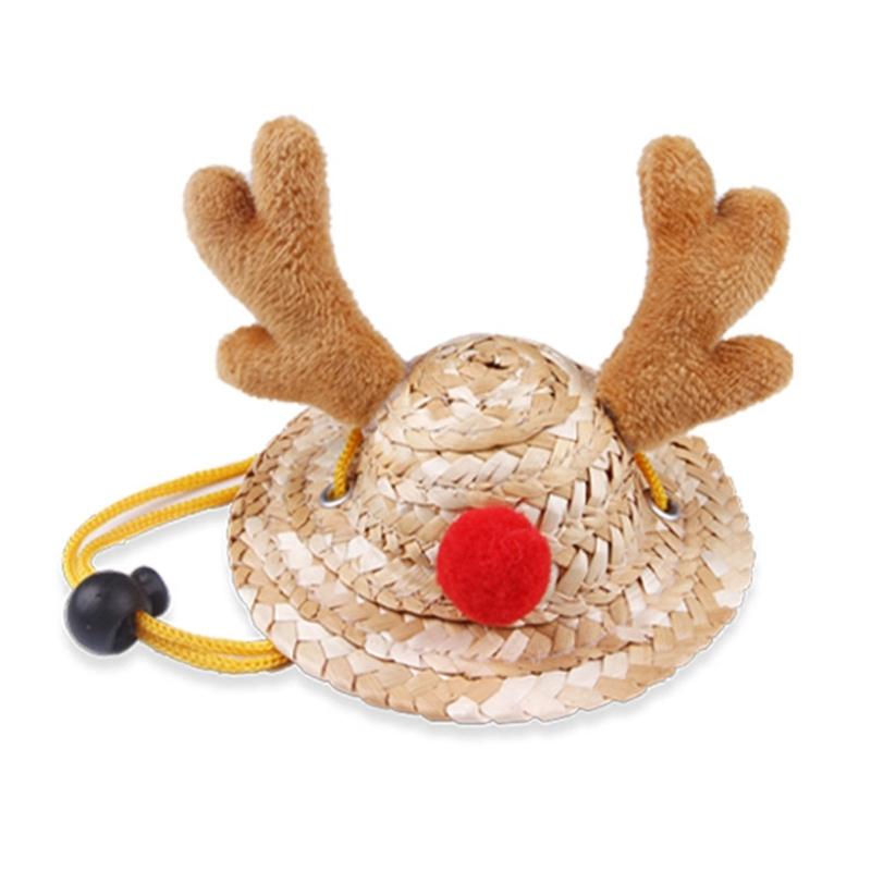 Stroh Elch Kopfschmuck Hut für Weihnachten Neujahrsgeschenk Cosplay Zubehör Kostüm Elch Hut Requisiten Kopfschmuck