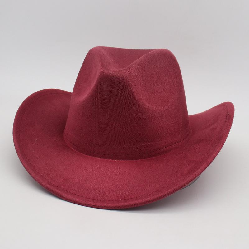 Top Hat New Amazon Hot-Selling Western Denim Curled Brim Concave Convex Top Retro Riding Hat Men'S And Women'S Woolen Felt Hat