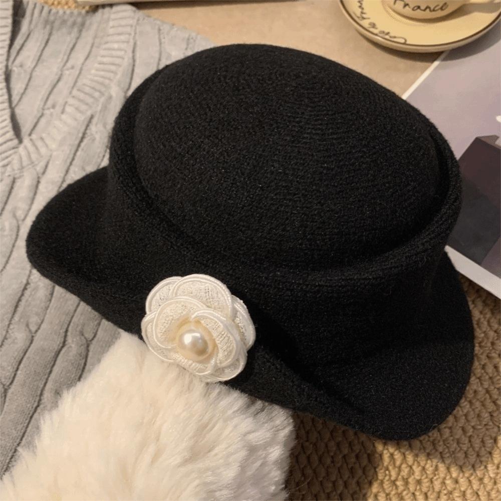 Flat-top Hepburn Style Topper Hat French Style Women Jazz Hat Elegant Black Felt Hat  Dinner