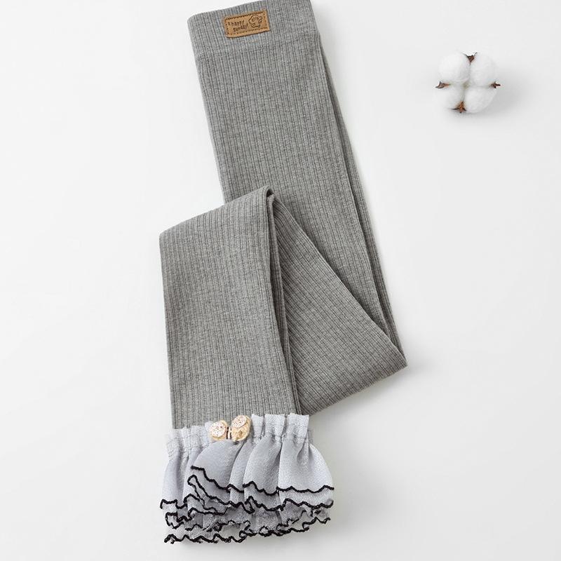Girls Leggings Lace Bow-Knot Children's Pants Elastic Spring Autumn Soft Knitted Trousers For Teen Cotton Kids Tights Clothing