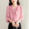 French Fashion Ruffle Edge Long-sleeved Chiffon Shirt Women's Spring New Temperament Streamer Shirt Elegant Foreign Style Top