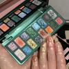 Palette Ombretti DIKLAU 16 Colori Blu-Verde: Brillante & Opaco per Look Estivi Freestyle