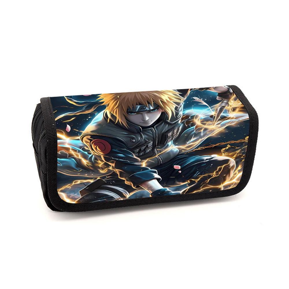 NARUTO Cartoon Pencil Box Double Layer Flip Pen Case Lightweight Stationery for Boys & Girls Ages 6-10 Kids School Daily Use