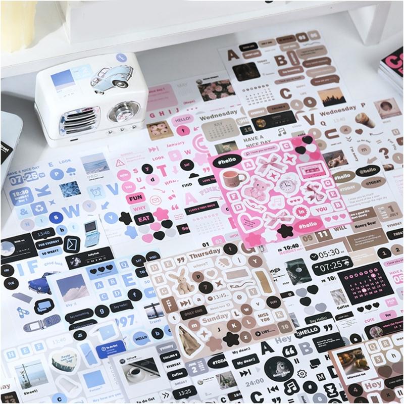 20 Blatt Scrapbooking-Sticker Ästhetische Dekorative Sticker Hintergrund-Sticker für Journal Album Planer Dekoration