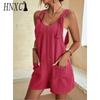 HNXC Women's Fashion Casual Solid Color Print Summer Spring Sleeveless Suspenders Trousers Jumpsuits & Rompers