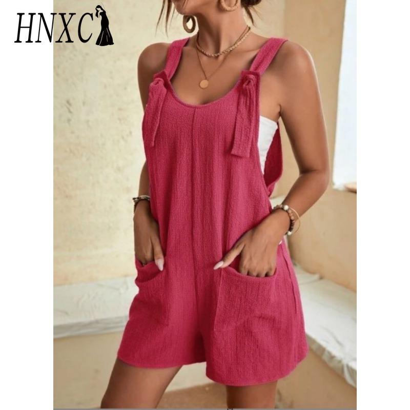 HNXC Women's Fashion Casual Solid Color Print Summer Spring Sleeveless Suspenders Trousers Jumpsuits & Rompers