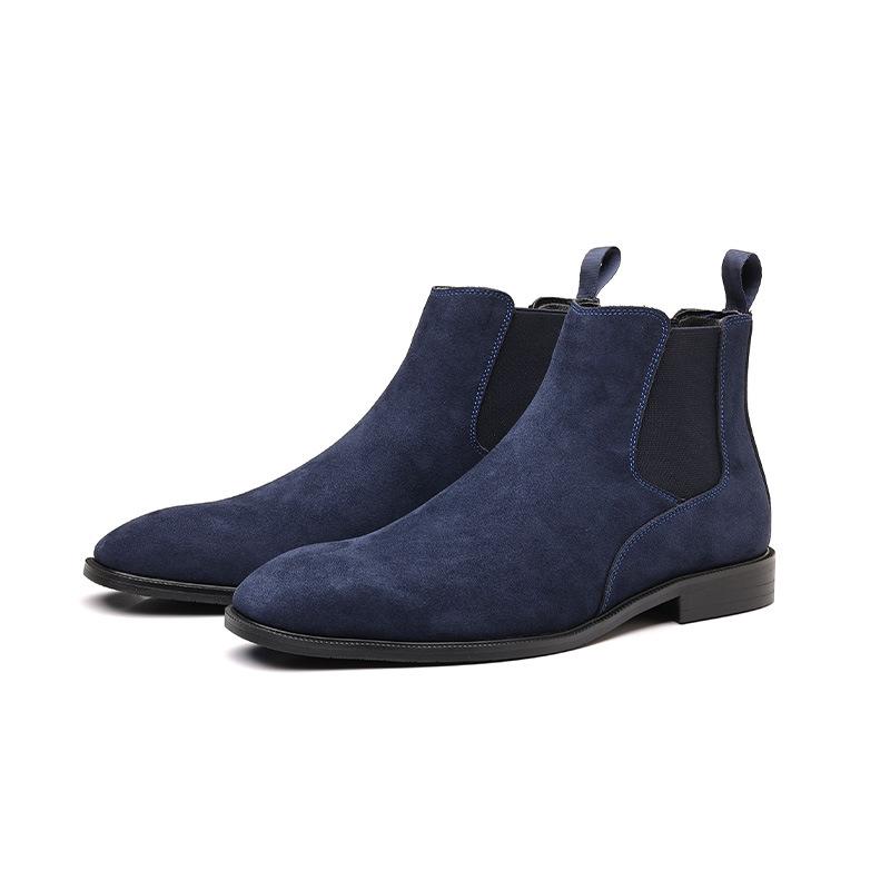 Autumn and winter solid color Chelsea men's boots British fashion large size matte surface foot cover short leather shoes