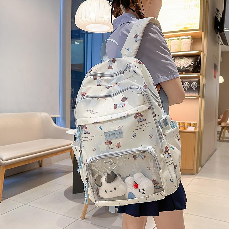 Large Capacity Student Schoolbag Puppy Printed Backpack Women's Lightweight Travel Backpack