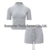 Modal! Summer 2026 Women's Slim-fit High Neck Short Sleeve T-shirt and Shorts Set