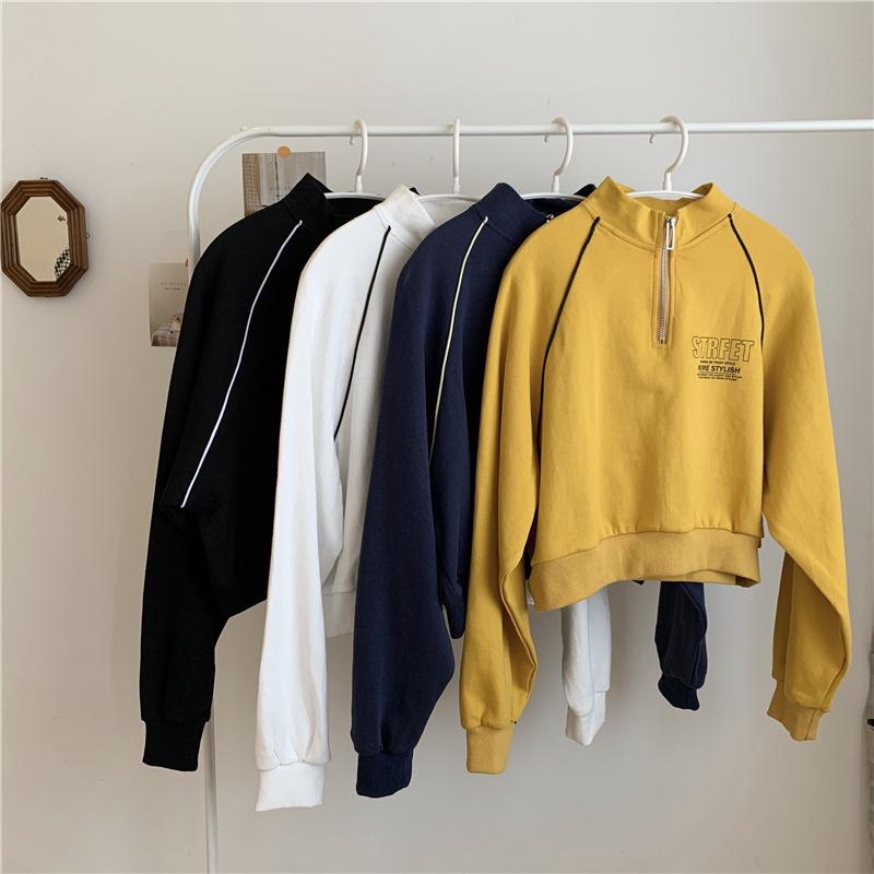 Women's Stand Collar Zipper Sweatshirt - 2022 Autumn/Winter Streetwear Pullover, Korean Style Loose Jacket